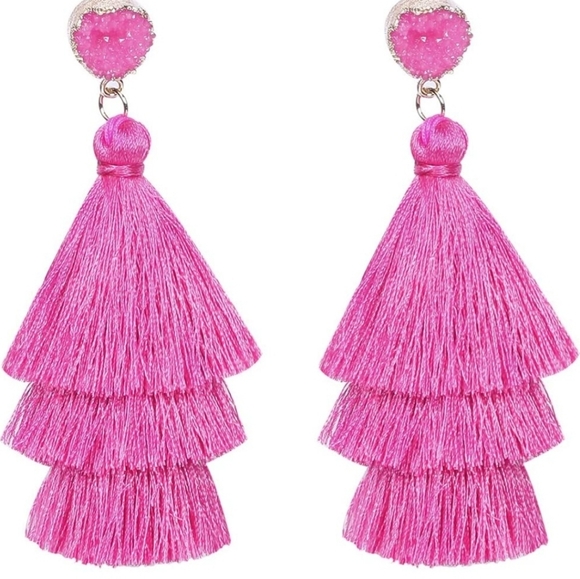 Vesungimey Tassel Earrings - Layered Long Large Bo